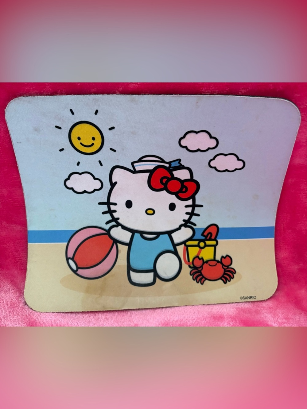 Hello Kitty Sailor Beach Panel with Red Bow and Blue Outfit